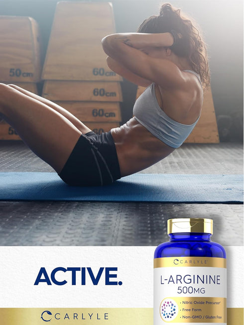 Carlyle L-Arginine 500mg Capsules | 240 Count | Free Form, Non-GMO & Gluten Free Supplement