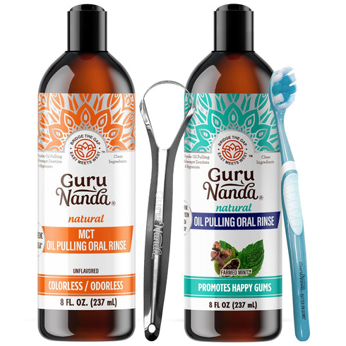 GuruNanda Gentle Cleanse Oral Care Kit MCT & CocoMint Oil Pulling Mouthwash