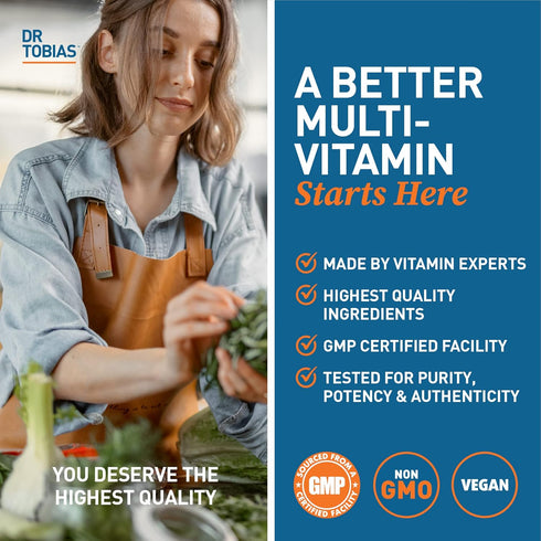 Immune 42 (90 30 Dr. Tobias Adult Multivitamin for Women & Men - Supporting Vitamins from Fruits, Vegetables, Plus