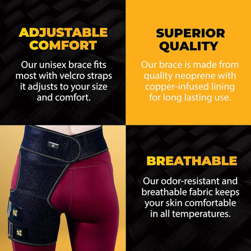 CopperJoint Hip Support Brace for Sciatica Pain Relief, Help Circulation, Hip Flexor Compression Wrap for Comfort &