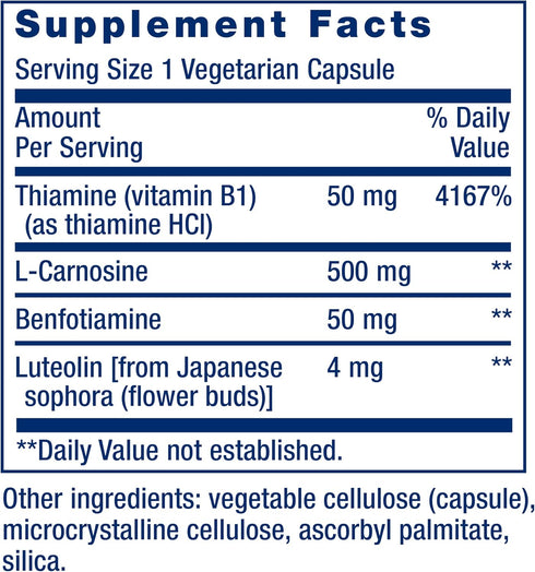 Life Extension Super Carnosine 500mg, 60 Vegetarian Capsules - L-Carnosine Supplement for Muscle Recovery and Healthy