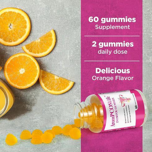 Gummies 60 Count, B6 B12, AromPCOSLife Inositol for Women, Myo-Inositol Supplement with Folate & Vitamins & Supports