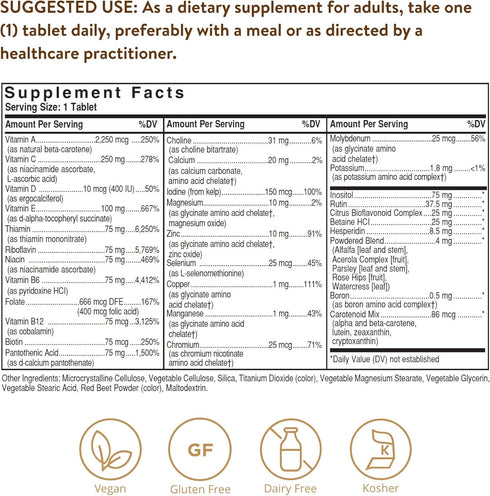 Solgar Iron-Free Formula VM-75, 90 Tablets - Multivitamin with Chelated Minerals - Vitamin A, B6, B12, C, D, E - Biotin, Magnesium, Calcium, Zinc - Vegan, Gluten & Dairy Free, Kosher - 90 Servings