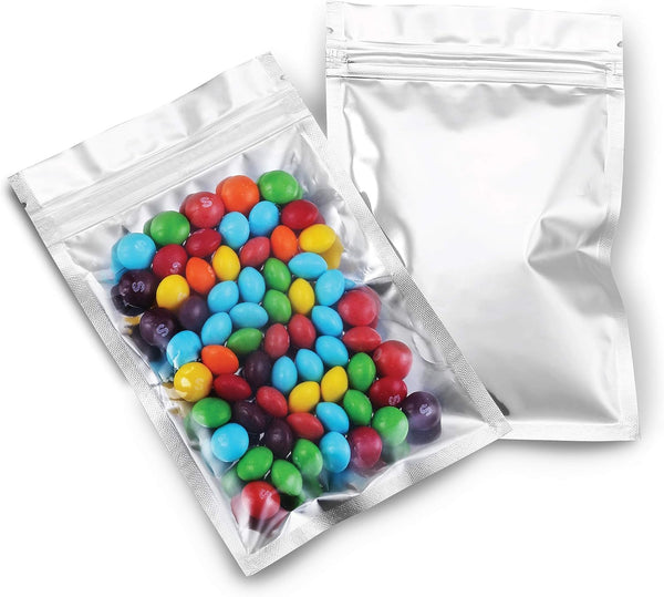 Mylar Bags with Ziplock 4" x 6" - 100 Sealable Heat Seal Bags for Candy, Food Packaging, Medications