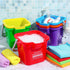 6 Sets 3 Quart Cleaning Bucket with Microfiber Cloths, Small Sanitizing Square Bucket for Household, Restaurant, Office