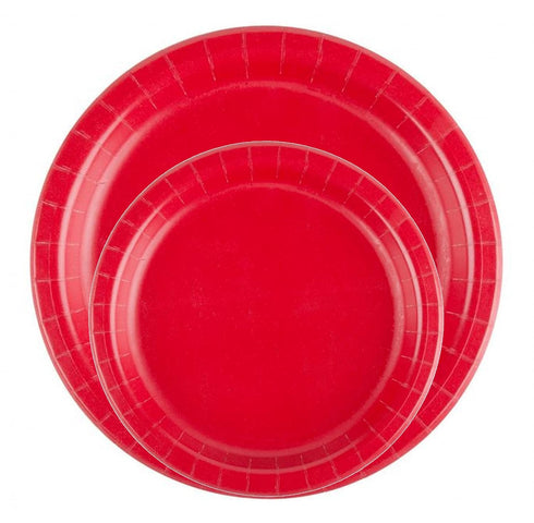 Party Favors Plus 24 9" Plates Paper Dinner Lunch Plates Wax Coated - Red