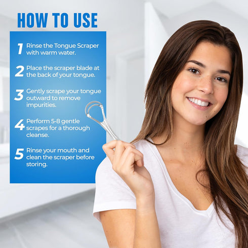 BASIC CONCEPTS Tongue Scraper for Adults (2 Pack), Stainless Steel Tongue Cleaners with Travel Cases, Fresh Breath