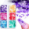 6 Colors Letter Nail Art Glitter Sequins, 3D Holographic English Letter Flake Designs for Acrylic Nails Women DIY