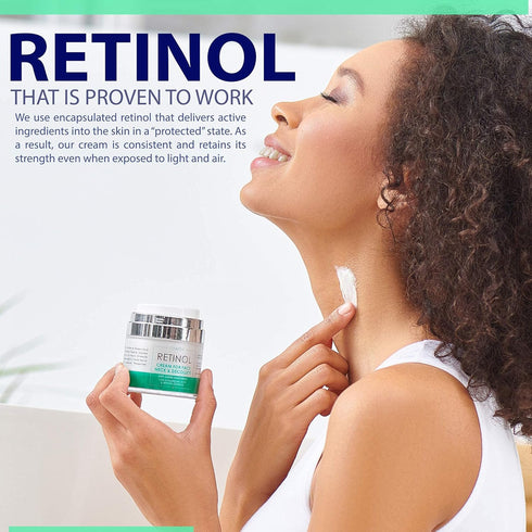 Retinol Cream for Face - Anti-Aging Moisturizer with Hyaluronic Acid for Dry Skin, Collagen Face Cream