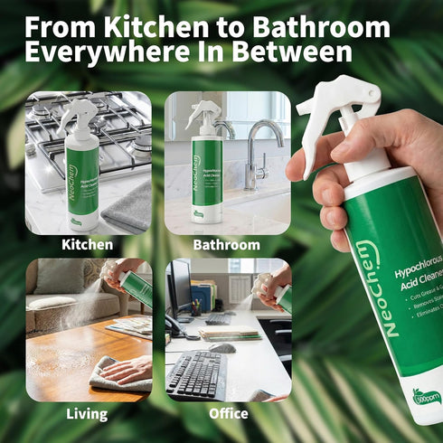 NeoChem 500ppm Hypochlorous Acid Spray For Cleaning, Hypochlorous Acid,Cuts Grease, Removes Stains, Eliminates Odors