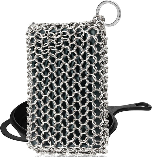 Scrubber,316 Herda Chain Mail Cast Iron Cleaner Chainmail Pan Scrubber Metal Cleaning Brush, Pad, Sponge Scraper