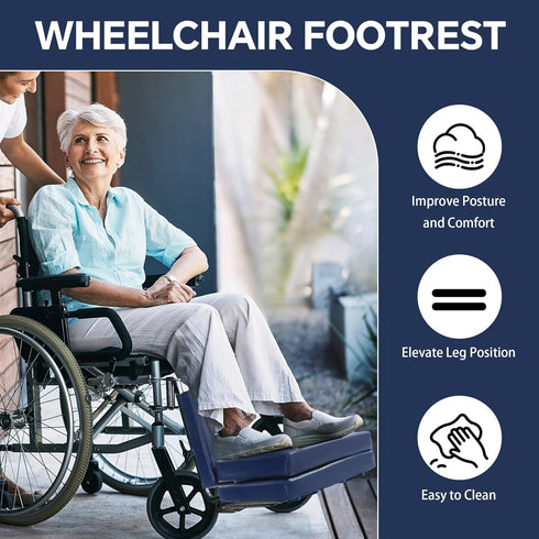 BALAPET Adjustable Height Wheelchair Footrest, High Density Foam Wheelchair Leg Rest with Double Strap Fixation