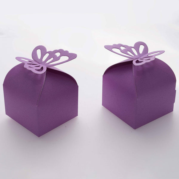 Purple Wedding Party Favors Treat Boxes - Small Candy Gift Wrapping Boxes, 50 Count for Baby Shower, Birthday