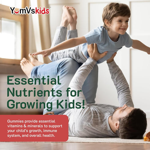 YumVs Kids Multivitamin Gummies - 120 Count, Fruit Flavored Chewable Children's Multivitamin with 12 Minerals &