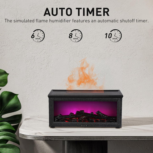 Simulated Flame Essential Oil Diffuser with Humidifier Function Black Aromatherapy Air Diffuser for Home and Office