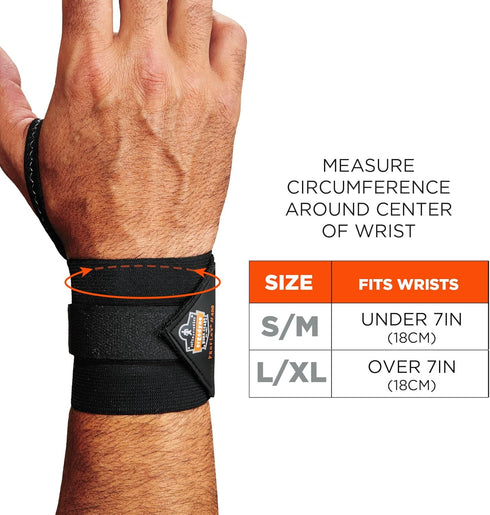 Ergodyne ProFlex 420 Wrist Wrap with Thumb Loop, Black, Large/X-Large