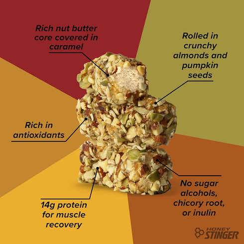 Honey Stinger Nut + Seed Bar, Almond Pumpkin Seed, Protein Packed Snack Bar, Box of 12