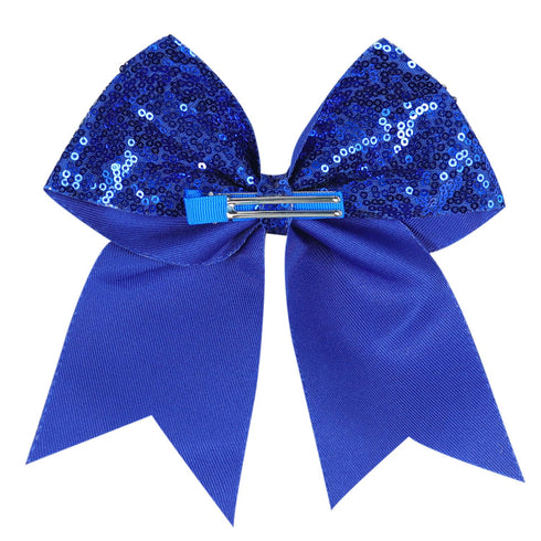 Jumbo Glitter Cheer Bow Clip, 7 Inch Large Sequin Hair Bow with Tails for Girls Teen Softball Cheerleader Outfit