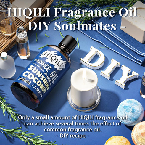 HIQILI Sunshine Coconut Fragrance Oil 100ml for Diffuser Car Freshies, Clean Fresh Scent for Candle Making Soap Laundry 3.38 Fl Oz