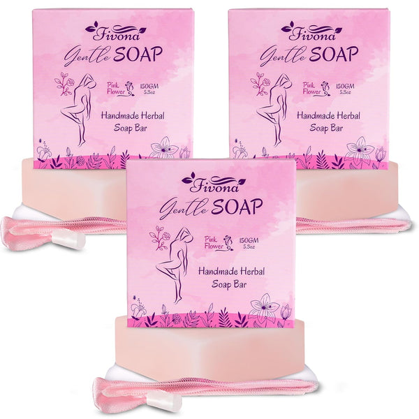 FIVONA Pink Yoni Soap Bar Set of 3 - Gentle Feminine Wash