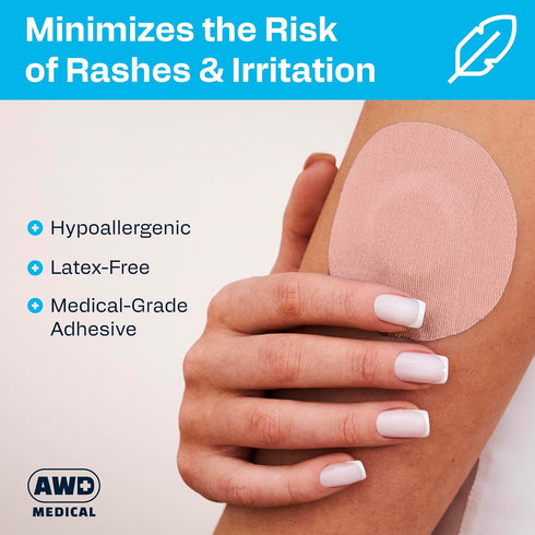 AWD Medical Freestyle Libre Sensor Covers - 14-Day Waterproof Adhesive Arm Patches - Overpatch Sensor Protector Stickers