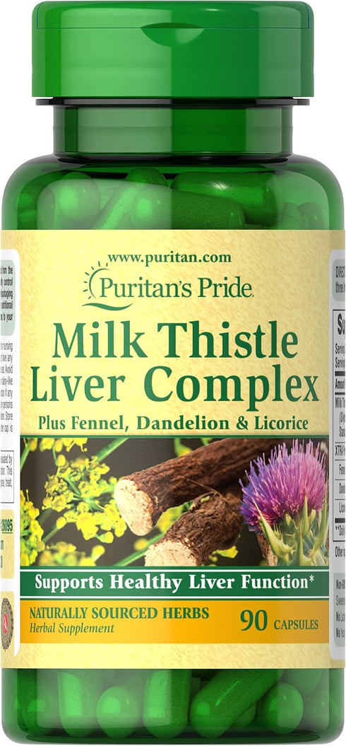 Puritan's Pride Milk Thistle Liver Complex, Supports Healthy Liver Function, 90 Count