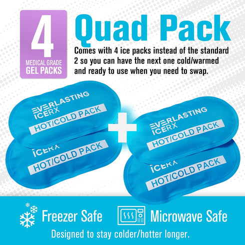 Reusable Hot and Cold Gel Ice Pack Wrap (4 Pack) for Adjustable, Flexible Therapy for Knee, Back, Shoulder, Arm, Leg