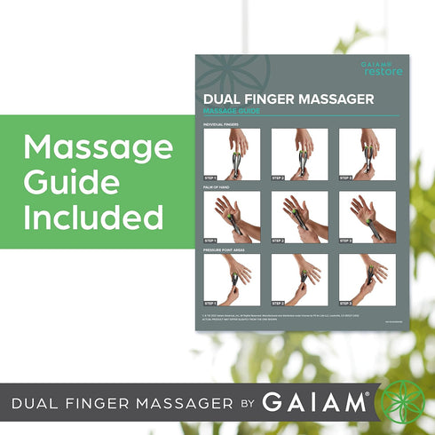Gaiam Finger Massager, Dual-Sided Hand Massage Roller Tool for Circulation, Stress, Arthritis, Hand Pain Relief