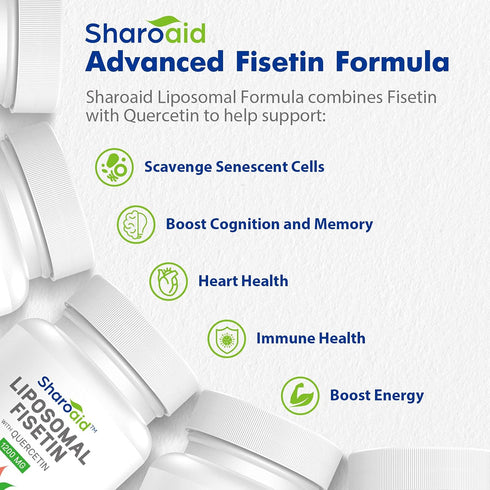 Liposomal Fisetin with Quercetin Supplements 1200 mg per Serving - High Absorption Antioxidants for Women & Men - 60