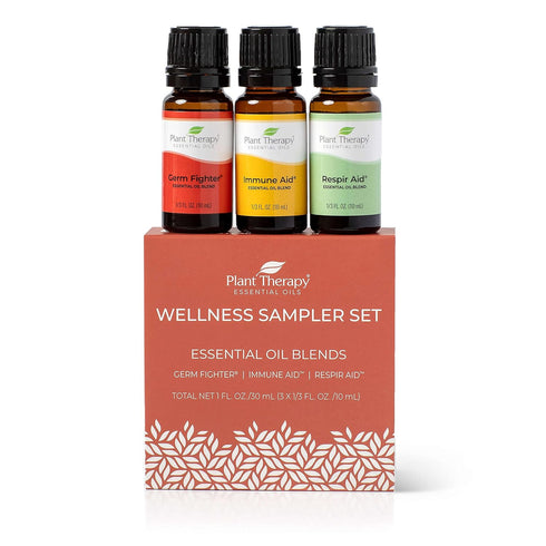 Plant Therapy Wellness Sampler Essential Oil Set, 100% Pure Oils: Germ Fighter, Immune Aid & Respir Aid