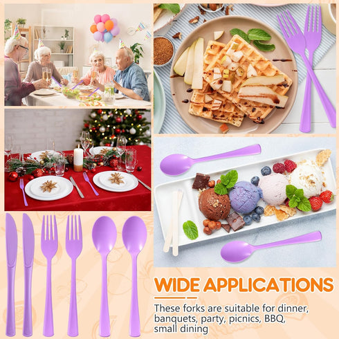 wlilupah 100 Set 50 50 Pcs Disposable Cutlery Plastic Forks and Plastic Spoons for Home Office School Party Picnics