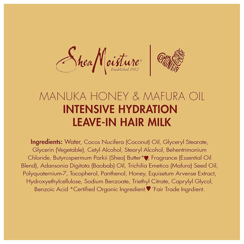 SheaMoisture Hydration Hair Milk with Manuka Honey and Mafura Oil, 8 oz for Dry Hair