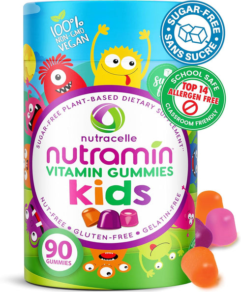 Nutracelle NUTRAMIN Sugar-Free Vegan Gummy Multivitamins for Kids, 90 Count Bottle