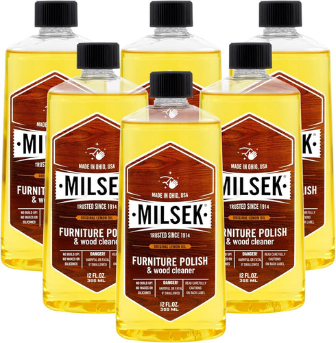 Milsek Furniture Polish & Wood Cleaner with Lemon Oil - 12 Fl Oz (Pack of 6) for Home Improvement