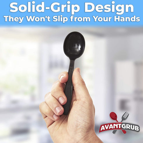Extra Sturdy Pro-Grade Plastic Soup Spoons 50 CT, Heavy Duty Recyclable Utensils for Soups, Stews, Chili, Gumbo
