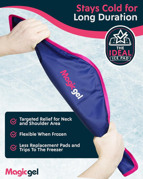 Magic Gel Neck Ice Pack - Reusable Cold Wrap for Neck, Shoulders, Back - Soft Flexible Freezer Pack for Icing