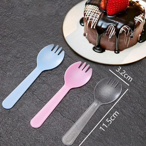 100PCS Disposable Sporks, Individually Wrappe Eco-Friendly Durable Plastic Spork, 2 in 1 Forks and Spoons Great for School Lunch, Picnics or Restaurant and Party Supply (Pink) by N-KONGJIAN