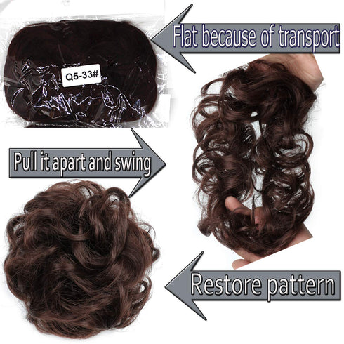Messy Hair Bun Hair Piece 2Pcs, Curly Bun Hair Piece, Hair Buns Extension Fake Hair Scrunchie