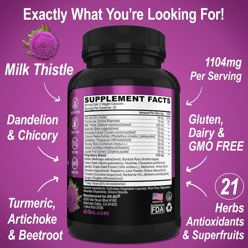 Liver Cleanse Detox Support Supplement - Complete Health Repair Pills with Artichoke, Berberine, Turmeric