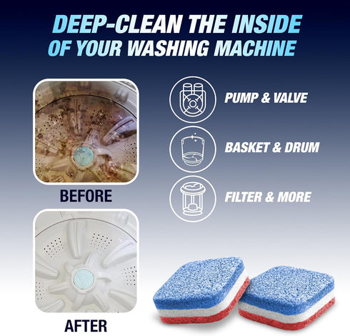 Washing Machine Cleaning Tablets - HE Top Load, 28 Tablets, Eco-Friendly Cleaner for Deep Cleaning & Deodorizing