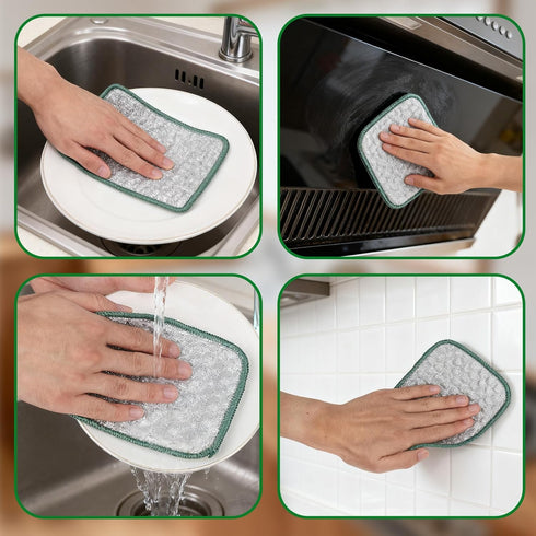 Sinbana 10pcs Multipurpose Wire Dishwashing Rags for Dry and Wet, Double-Layer Non-Scratch Wire Cleaning Cloths