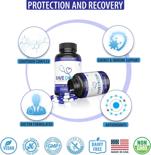 Rave Doctor 5 HTP Supplement - Essential Rave Vitamins for Festival Goers, Festival Essentials, 5htp Supplement