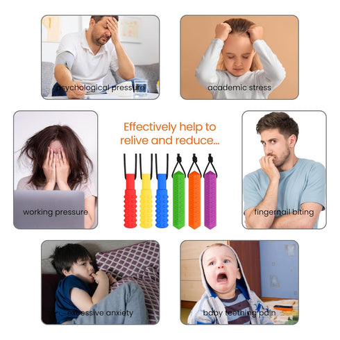 Sensory Chew Necklaces for Autistic Chewers, Food Grade Silicone Made Oral Motor Chew Toys & Hand Fidgets for Autism