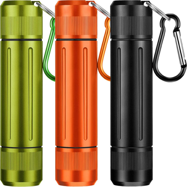 3 Pieces Portable Sealed Metal Container Bottles, Waterproof Travel Jars with Key Chain (3 Colors)