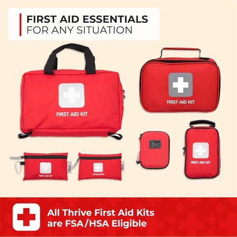Thrive Travel Essentials Mini First Aid Kit - 66 FSA HSA Approved Products (Shell)