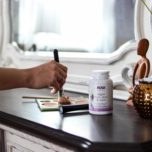 NOW Solutions Vegan Hair, Skin & Nails Nutritional Support with 5,000 mcg Biotin, 90 Veg Capsules