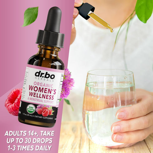 Hormonal Balance Supplements for Women & PMS Relief - Organic Liquid Drops & Menstrual Cramp Support - 1 Oz