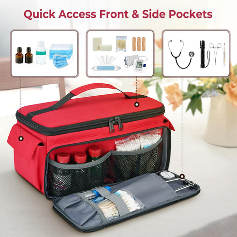 Mancro First Aid Bags Empty, Medical Travel Bag with Multi Pockets, Pill Bottle Organizer for Travel, Home Storage