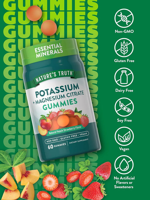 Nature's Truth Potassium Magnesium Citrate Gummies | 60 Count | Vegan, Gluten Free & Non-GMO Supplement