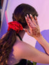 Jumbo Oversized XL Satin Scrunchies for Women, Large Elastic Ties Band for Ponytail Bun, Frizz Prevention (Red)